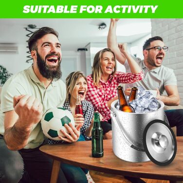 Ейсбір Sprifityy з кришкою та щипцями, 2.2L, нержавіюча сталь, подвійні стінки, для дому та барів