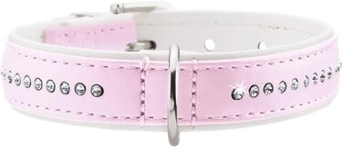 Художній ошийник для собак HUNTER Modern Art Luxus, штучна шкіра, стрази, (XS-S), білий (рожевий, 24-28,5)
