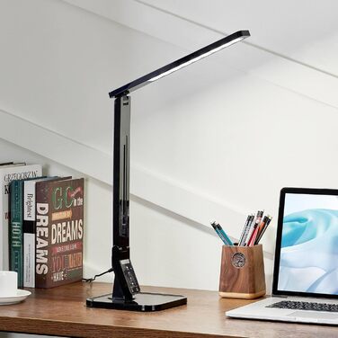 LED настільна лампа Lindby 'Eleni' з торкальним димером, чорна, для робочого кабінету та офісу