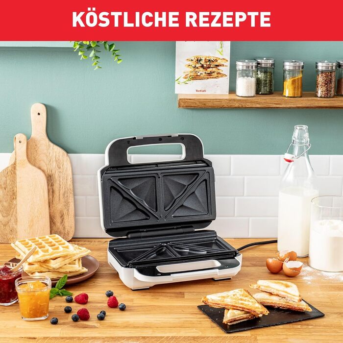 Tefal SW7011 Snack XL Sandwich Maker & Waffle Iron | 2 non-stick platesets | Extra deep shape | Plates are dishwasher safe | Includes recipe booklet | 850W | 27.6 x 23.8 x 9.8 cm Single
