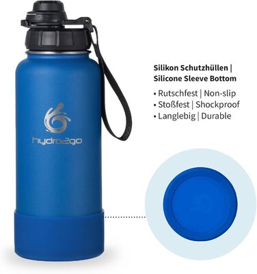 Термофляга Hydro2Go Edelstahl 950 мл з соломинкою, синя - ізольована, BPA-free, не протікає, для спорту та активного відпочинку