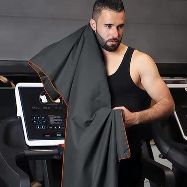 Рушник для фітнесу з кишенею, мікрофібра, 120x50 см, спортивний рушник для тренажерного залу, подорожей, спорту (Темно-синій)