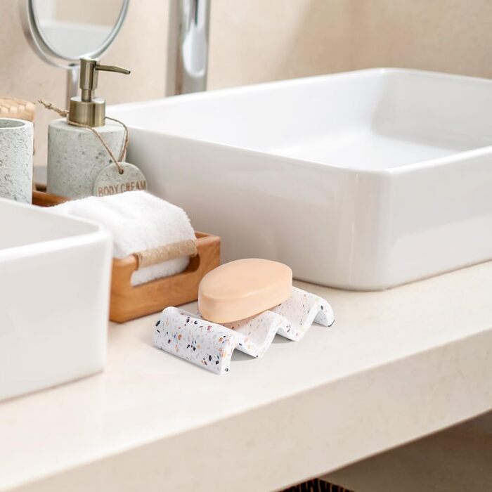 Підставка для мила Luxspire з теракотовою текстурою (2 шт.) - швидковисихаюча мильниця для ванної, кухні, душу