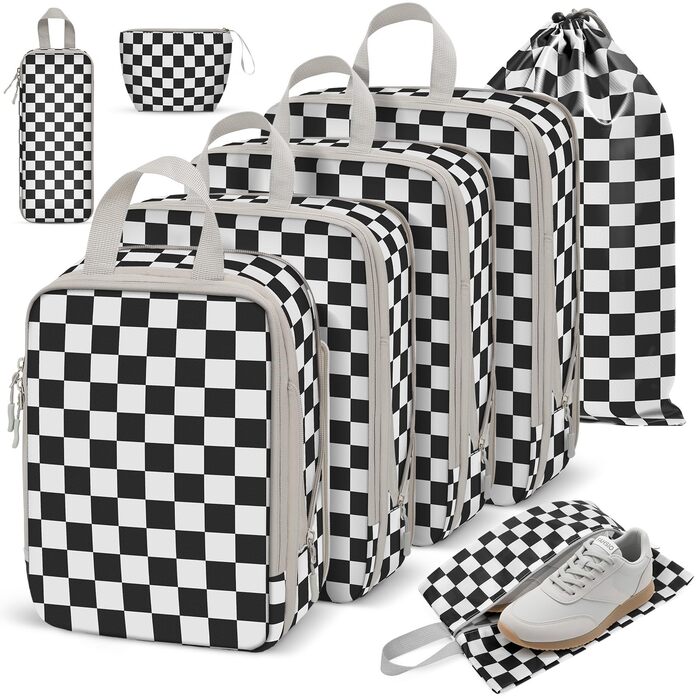 Набори для організації багажу VnioLife: 8 шт. Компресійні куби для подорожей, сумки-органайзери для валізи, рюкзака (Блакитний)