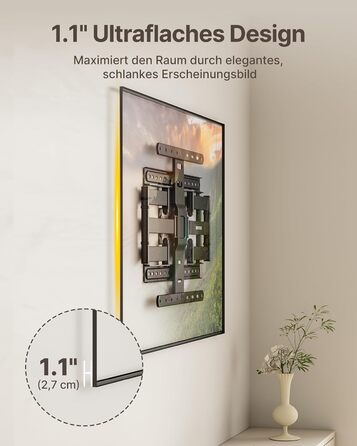Кріплення для телевізора monTEK 1.1' Ultra Slim, 37-75 дюймів, до 60 кг, VESA 400x400 мм
