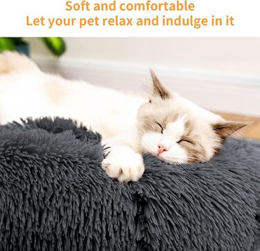 Крісло-лежанка для котів та собак 50 см, м'яке, плюшеве, антиковзаюче, легко миється, темно-сірий колір