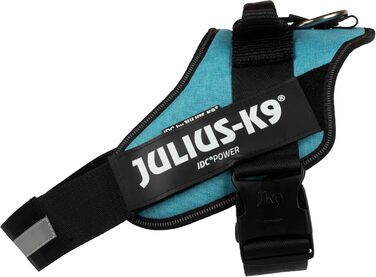 Відбиваючий повідок для собак IDC Powergeschirr, S, з логотипом, регульований, дихаючий, для малих, середніх та великих собак (Бірюзовий, L/1)