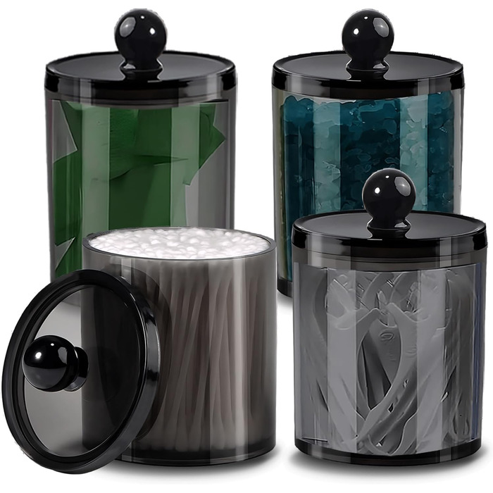 Органайзер для ватних дисків та паличок AIMIXUN, набір 2 шт, чорний, для ванної кімнати