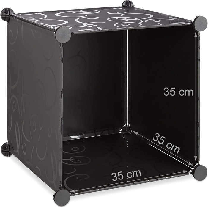 Relaxdays Modular Clothes Rack System with 2 Clothes Rails, Wardrobe with 14 Compartments, Plastic Shelving System, Black