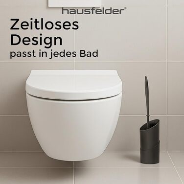 Торгова щітка для унітазу Hausfelder з очищувачем краю, чорна – щітка для прибирання під обідком унітазу з тримачем та 2 запасними щітками, стабільний набір для унітазу з щіткою для краю