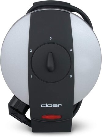 Вафельниця Cloer 1629 для класичних вафель у формі серця, 930 Вт, розмір вафелі 15,5 см, регульований ступінь прожарювання, метал, сріблястого кольору
