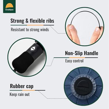 Чакіпі Шкіпер: компактний дорожній парасолька, великий, стійкий до вітру – перевернутий складаний парасолька для чоловіків та жінок, автоматичний кишеньковий парасолька для дощу, 10 спиць, тканина 210T, розмах 105 см (блакитний)