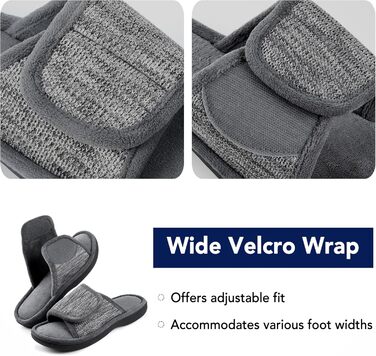 Чоловічі тапочки-слайди RockDove з регульованою фіксацією та піною з пам'яттю, сірі, 44/45 EU