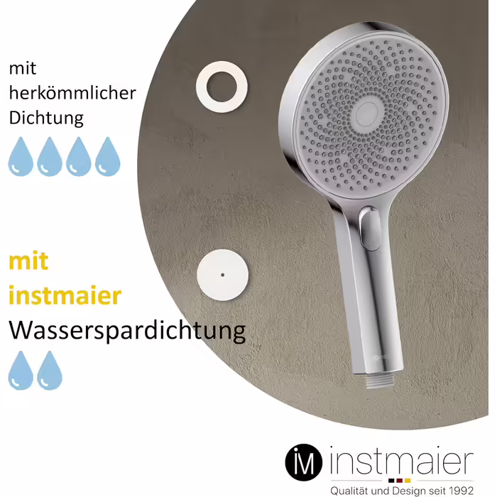 instmaier Hand Shower H1 | 3 Different Functions | Chrome | Massage Shower Head | Water-Saving | Unique Spray Pattern