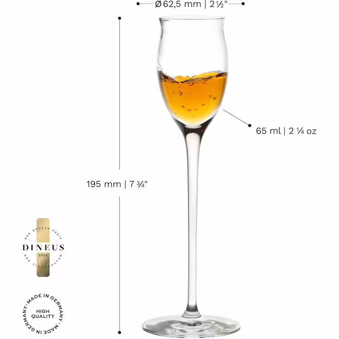 Stölzle Lausitz Liqueur Glasses Quatrophil 6-Piece Set 65ml – Elegant Snifter Glasses with Stem, ideal for Liqueurs & Spirits – High-Quality Grappa Glasses made in Germany – Dishwasher & Shockproof