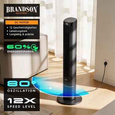 Вентилятор підлоговий Brandson DC Turm з Wi-Fi, керування через Smart Life, енергоефективний, тихий, з пультом - ECO GREEN