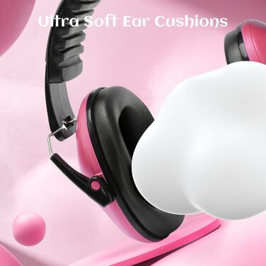 Навушники для захисту вух для дітей 3-16 років, SNR 26dB, для сну, навчання, регульоване обруч (Рожеві)