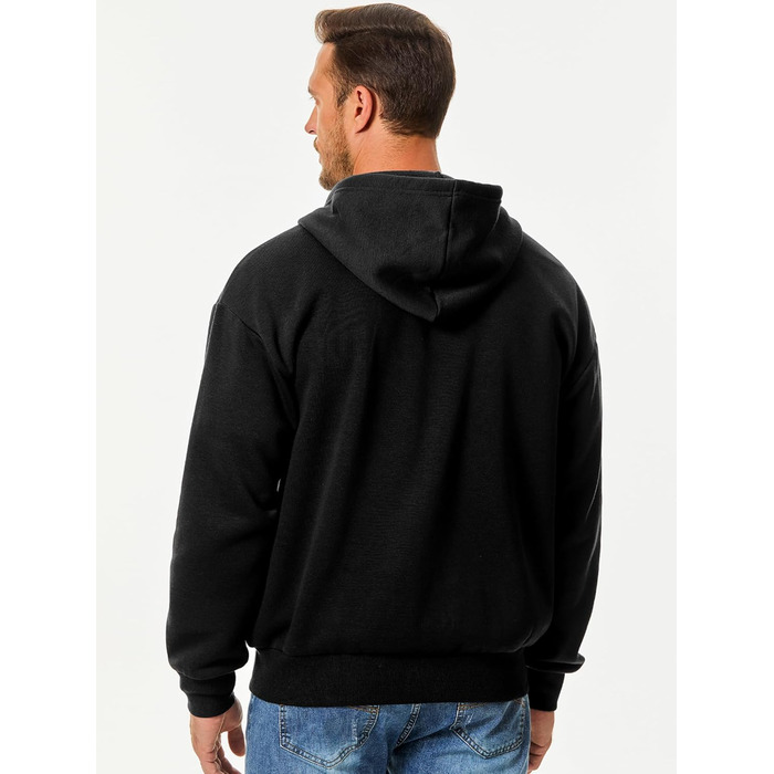 Світшот JMIERR чоловічий з капюшоном, чорний, XL. Теплий, з кишенями, на блискавці, з довгими рукавами. Матеріал: бавовна.