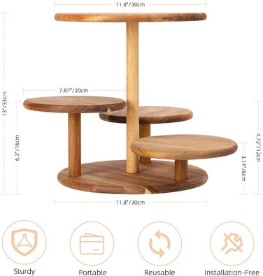 Дерев'яний етажерка/стійка для тортів та капкейків E-ROOM TREND | 4 яруси | для вечірок, дня народження, дитячого свята