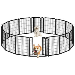 Yaheetech Folding Dog Playpen - 100cm High, 6-Panel, Portable Dog Kennel with Door for Indoor & Outdoor Use - Easy Assembly