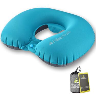 Надувна подушка для шиї HIKENTURE, Ultralight Travel Pillow – зручна подушка для подорожей, літака, авто, поїзда (Турквіс)
