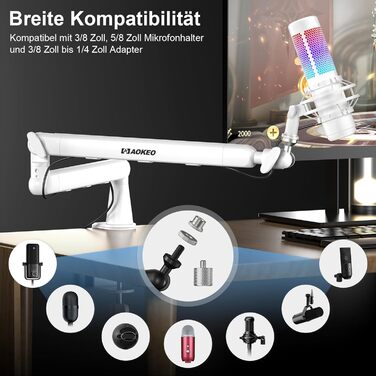 Кріплення для мікрофону Aokeo AK-55 – низькопрофільний тримач для HyperX, Elgato, Shure, Blue Yeti та інших мікрофонів