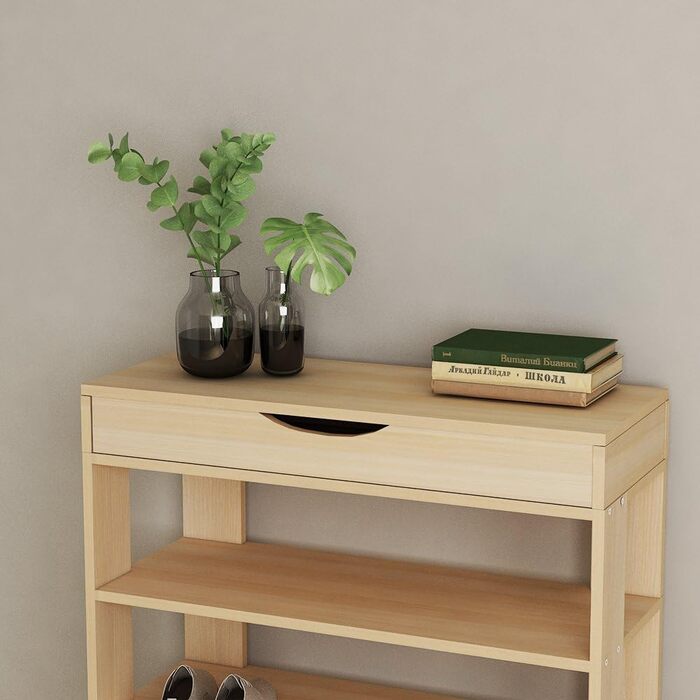 5-Tier Shoe Rack Shoe Cabinet Wood, 75 x 30 x 94.5 cm Shoe Storage Shoe Stand for Living Room, Entrance Hall, Hallway, (White Maple)