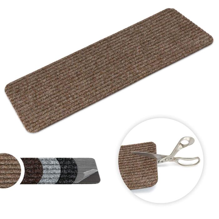 Ступінчаста килимова доріжка Kettelservice-Metzker Tulus, прямокутна, самоклеюча, 60x25 см, світло-коричнева, 14 шт.