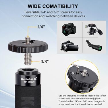 Штатив Koolehaoda для камери, карбонове фотоштатив, легкий та компактний для DSLR, Canon, Nikon, Sony, відеокамер