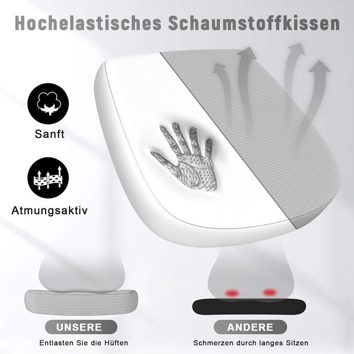 Офісний стіл Naspauluro з регульованими підлокітниками, ергономічний стілець з сітчастою спинкою, підтримкою попереку, регульованою висотою, м'яким сидінням, поворотним на 360°, сірий, без підголівника