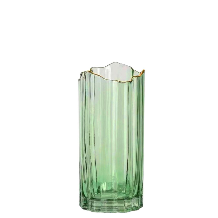 Висока скляна ваза для квітів, велика ваза-циліндр для декору інтер'єру (зелена, 10x10x25 см)