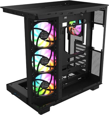 Корпус Thermaltake View 380 XL WS Black (Wood Style) | ATX Mid-Tower з RGB підсвічуванням | Подвійна камера, прихований з'єднувач, встановлений RGB вентилятор, тиха система охолодження, підтримка радіатора 360 мм, дерев'яні акценти