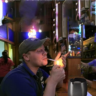 Попільничка для вулиці з кришкою: герметична, вітростійка, сталева попільничка для сигарет, срібна