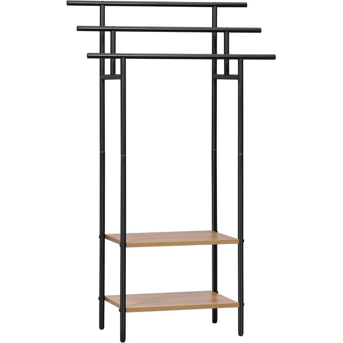 Стійка для рушників EUGAD з 3 полицями, чорна, з металу та ДСП, для рушників та одягу