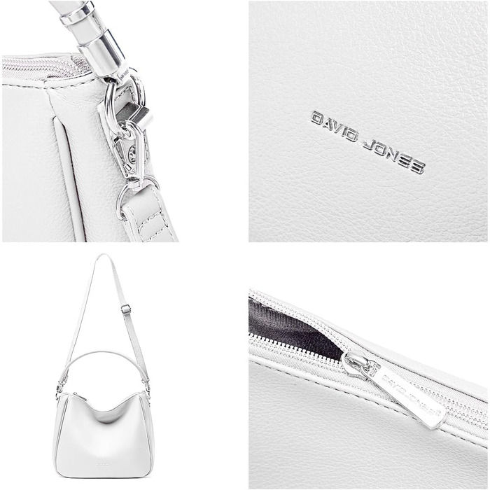 Сумка жіноча David Jones Hobo середнього розміру, біла - м'яка PU шкіра, сумка-шопер з довгими ручками, класична повсякденна сумка через плече