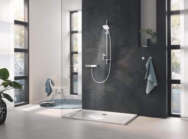 Душова лійка GROHE Vitalio SmartActive 150, економна вода, 9 л/хв (ручна лійка з 3 режимами, захист від накипу, універсальний під'єднання), 26597000 (набір для душової штанги, Moon White, куб 130 мм / куб 900 мм)
