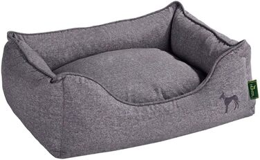 Софа для собак HUNTER BOSTON, зручне ліжко для собак з двостороннім подушкою, класичний дизайн, м'яке, затишне, миюче софа, неслизьке, сірий колір, розмір S, 60 x 50 x 17 см