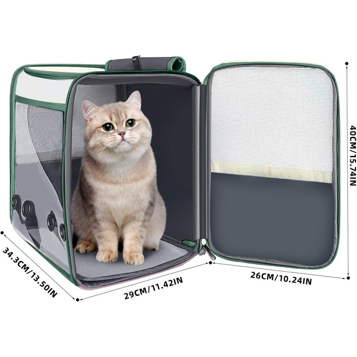 Рюкзак-переноска для котів та собак SWIHELP, зелений: безпечний та зручний для подорожей