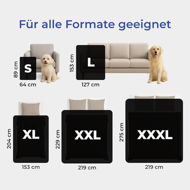 Водонепроникний коврик для собак Dreamzie 63x88 см - для дивана та ліжка. З обох боків Sherpa Fleece, прання допустиме (Чорний, L 127x152 см)
