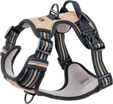Шлейка для собак Ferplast середнього розміру, 2 гачки для контролю, шлейка від тяги, регульована, світловідбиваюча та дихаюча, ідеальна для тренувань, M, Бежево-коричнева