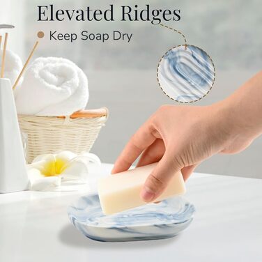 Миска для мила YoHyien з кераміки, антиковзна, блакитна | Мильниця для ванної, душу та кухні