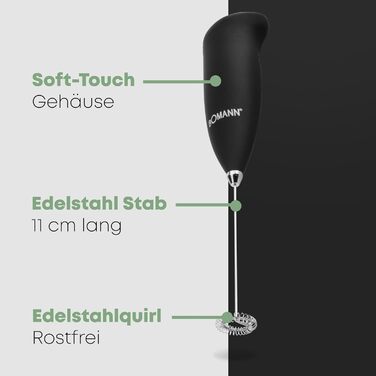 Електричний пінозбивач для молока Bomann® MS 344 CB | Пінозбивач для кави та напоїв | З нержавіючою сталлю