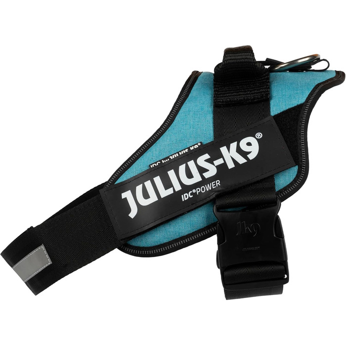 Відбиваючий повідок для собак IDC Powergeschirr, S, з логотипом, регульований, дихаючий, для малих, середніх та великих собак (Бірюзовий, L/1)