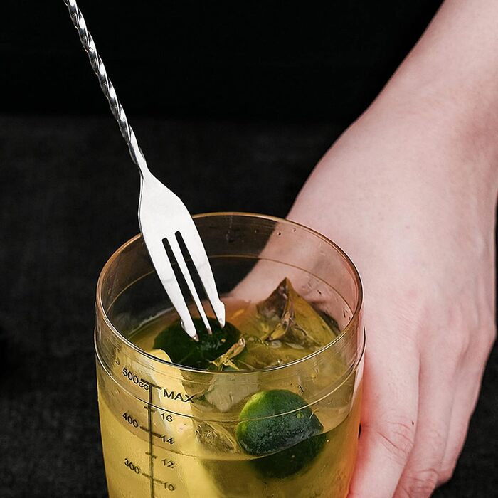 Набір барних ложок для коктейлів із нержавіючої сталі з спіральним стержнем, 32 см, 6 шт, сріблясті