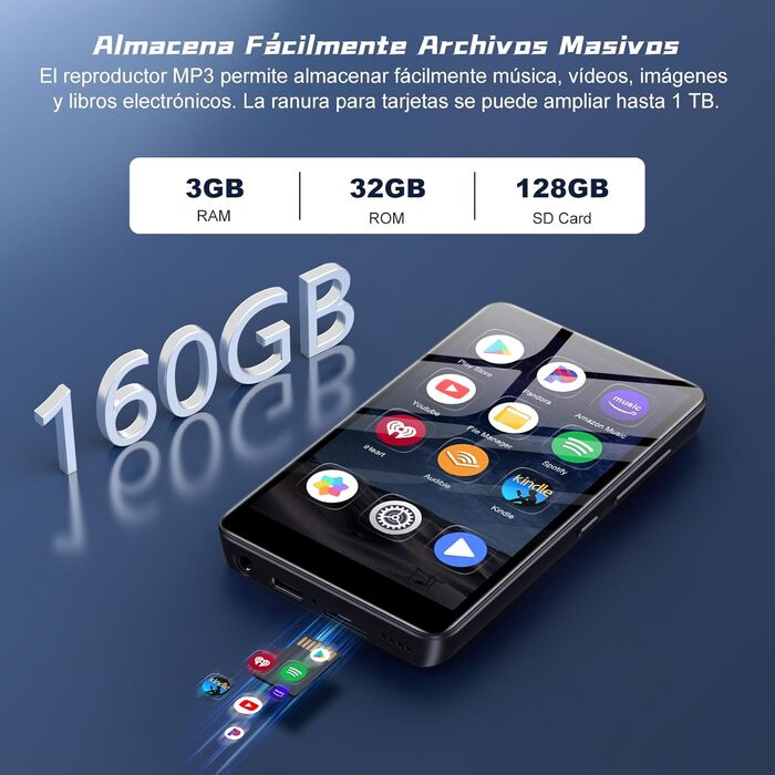 MP3 плеєр 32GB з Bluetooth 5.3, HiFi звук, для дітей, чорний (M9) - портативний музичний плеєр з еквалайзером, FM-радіо, підтримкою TF-карти до 128GB та навушниками