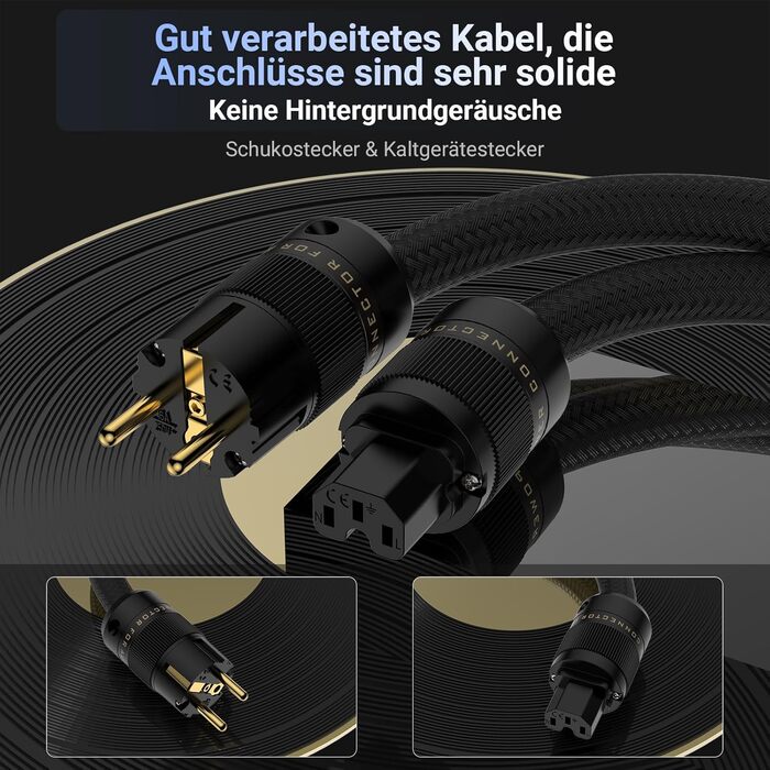 Hi-Fi мережевий кабель Tertullus High End C15 для аудіотехніки, роз'єм Schuko та C15, 1м (P104-c15)