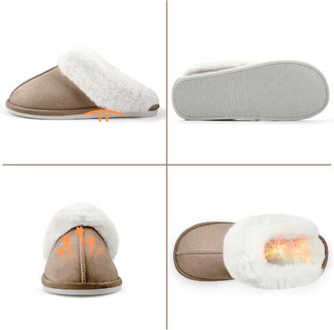 Тапочки домішки жіночі чоловічі зимові теплі зручні з плюшем, м'які, пухнасті, неслизькі, для дому та вулиці (38/39 EU, Хакі)