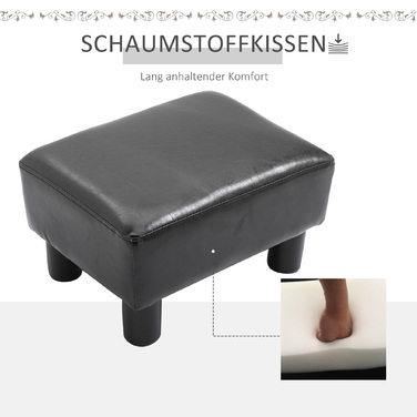 HOMCOM Chesterfield Ottoman Footstool Bench from Faux Leather Black 40x30x24cm Stylish & Comfortable for Living Room & Hallway