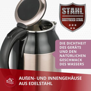 Електричний чайник MPM MCZ-85/G1, 1.7 л, без BPA, бездротовий, 360° обертання, антинакипний фільтр, автоматичне вимкнення, чорний, 2200W