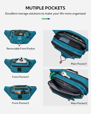WATERFLY Поясна сумка на пояс для чоловіків та жінок, спортивна, для бігу, фітнесу, тренувань, туризму, блакитна